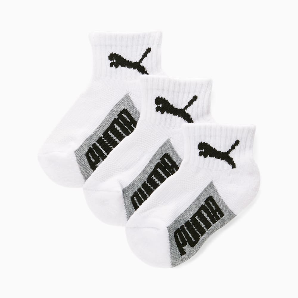 Kids' Terry Quarter Cut Socks [3 Pairs], WHITE / GREY, large